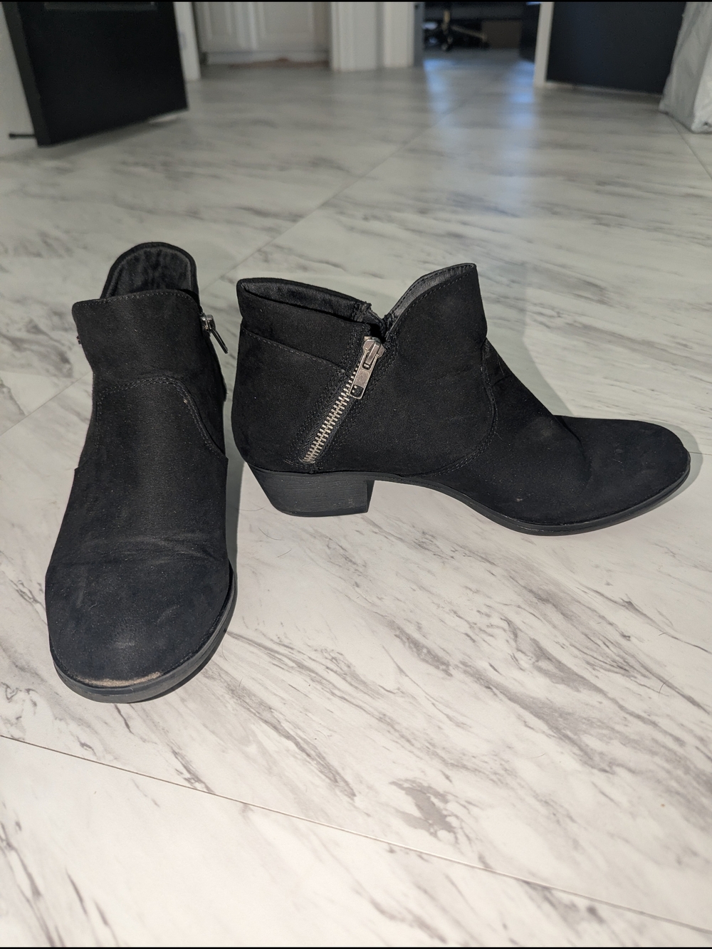 American Rag Black Suede Ankle Booties with Side Zipper